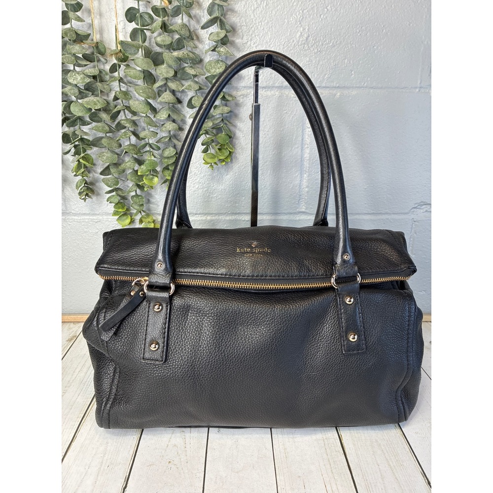Kate Spade New York Black Pebbled Leather Shoulder Hobo Bag Satchel